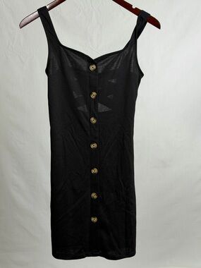 Black Button-Front Mini Dress